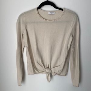 Babaton Cream 100% Wool XS Knot Front Sweater